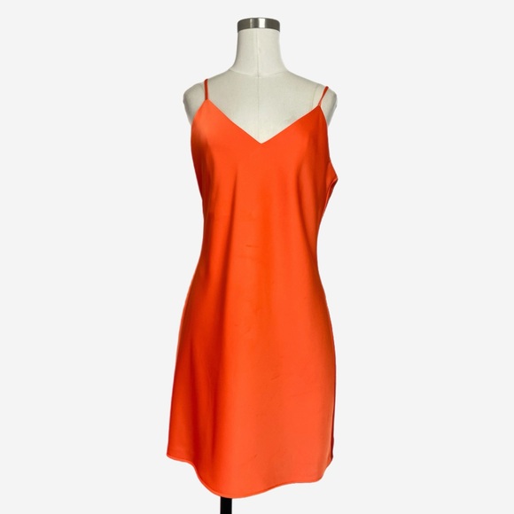 Gianni Bini Orange v-neck cami slip mini dress adjustable bold summer simple 8 - Picture 1 of 8